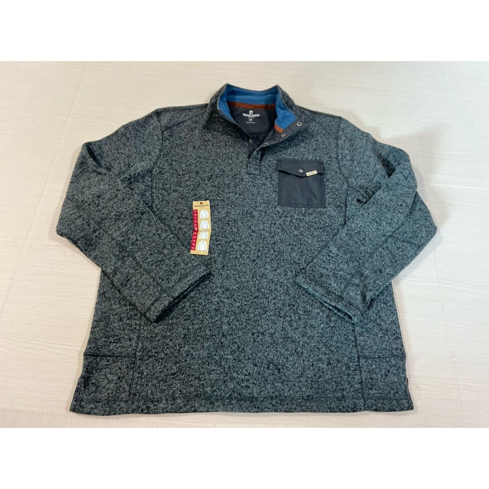 Woolrich Men's XL‎ Heathered Gray 1/4 Snap Collar Fleece Pullover Jacket NWT